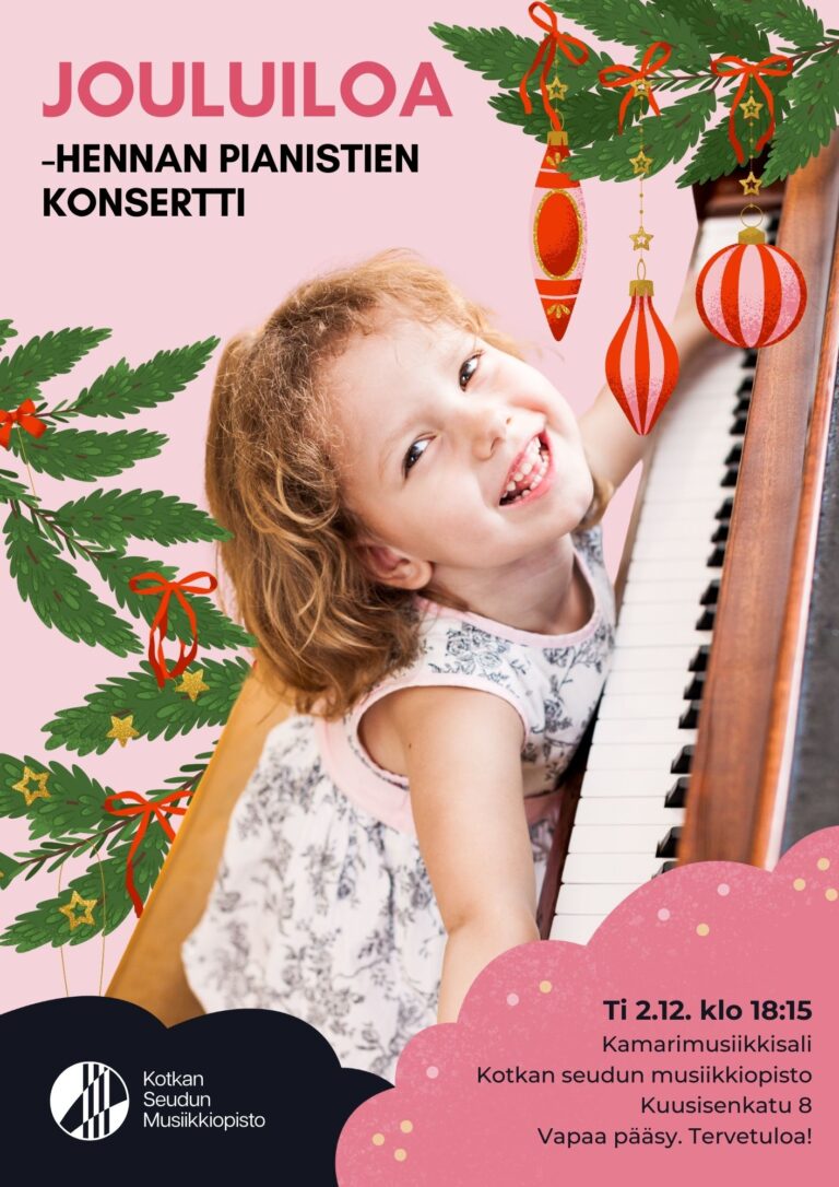 iloinen tyttö pianon edessä