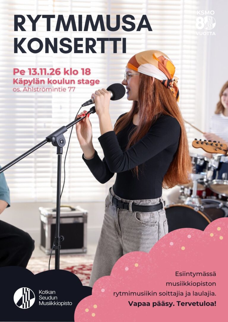 tyttö laulaa, taustalla rumpujen soittaja